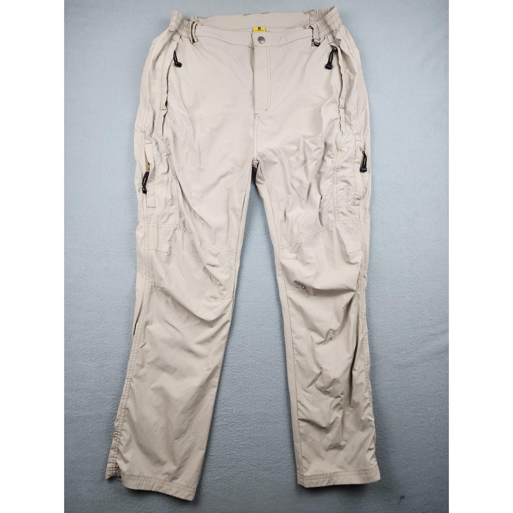 Outdoorsports Pants Mens 40x30 Beige Nylon Cargo Elastic Waist Travel Hiking